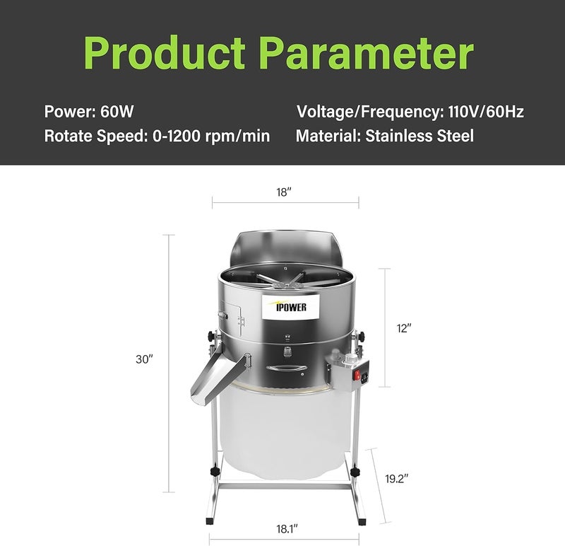 iPower 18 inch Bud Leaf Trimmer Bowl Motorized Twisted Spin Standing Reaper with Adjustable Speed, Sharp Blade and Precision Cut, for Hydroponic Plant and Flower - Image 5